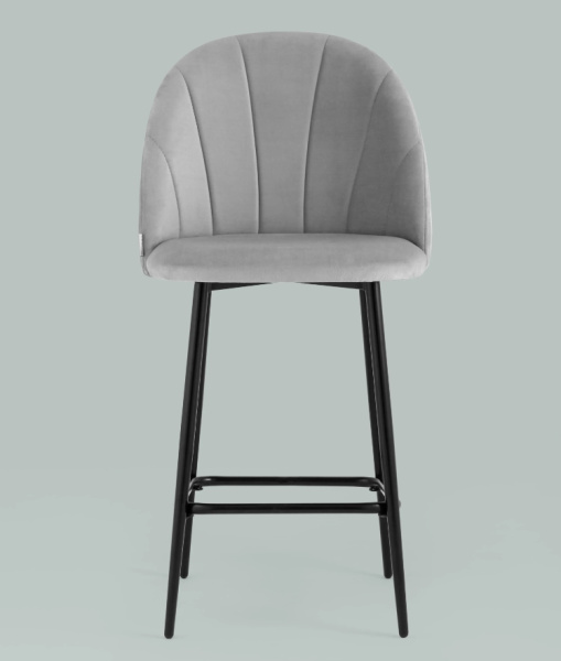 Стул полубарный Логан велюр светло-серый