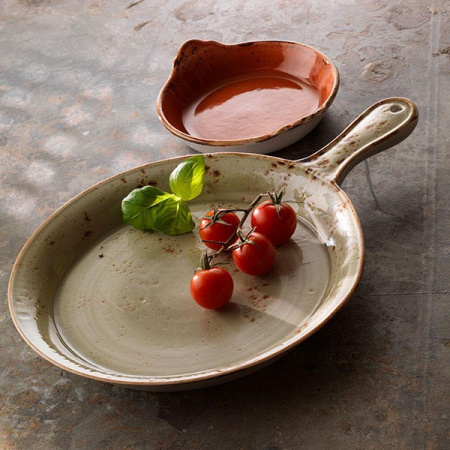 Сковорода для запек. «Крафт»; фарфор; D=25.5см; зелен.