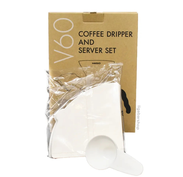 Фото Заварочный чайник 600 мл + воронка пластиковая Hario V60-02 прозрачный Заварочный чайник 600 мл + воронка пластиковая Hario V60-02 прозрачный