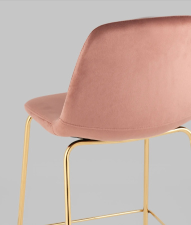 Стул полубарный Валенсия SN велюр розовый золотые ножки