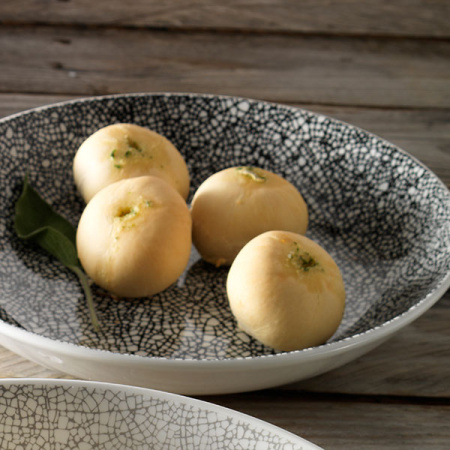 Салатник; фарфор; D=20.5см; белый,черный