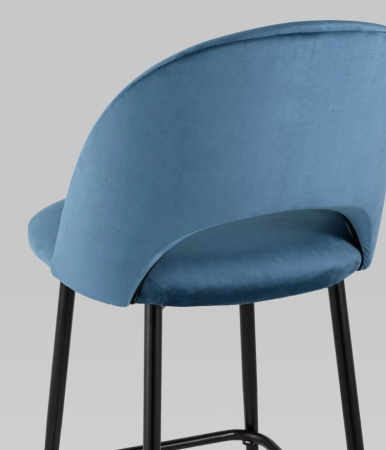 Стул полубарный Меган велюр пыльно-синий