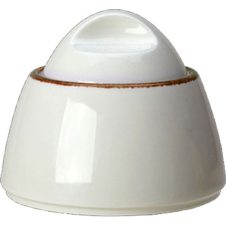 Сахарница с крышкой «Браун дэппл»; фарфор; 200мл; белый,коричнев.