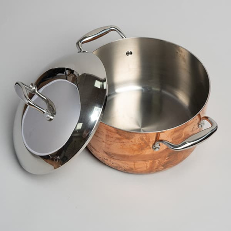 Кастрюля с крышкой 3-х слойная медь; сталь нерж.,алюмин.; 6л; D=24,H=13.5см