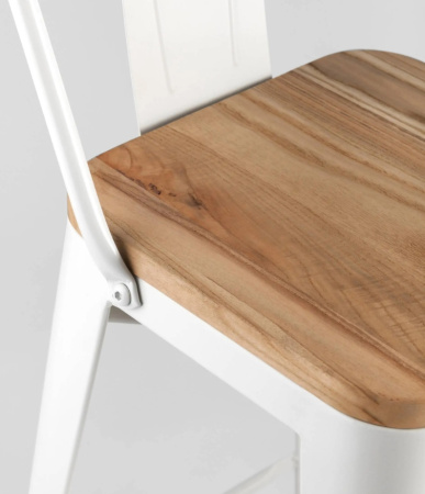 Стул полубарный TOLIX WOOD со спинкой белый глянцевый