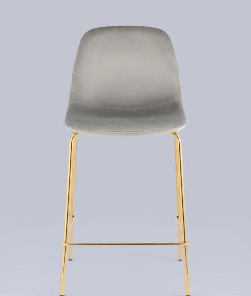 Стул полубарный Валенсия SN велюр серый золотые ножки