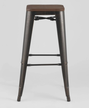 Стул барный TOLIX WOOD черный патина золото