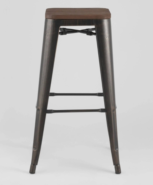 Стул барный TOLIX WOOD черный патина золото