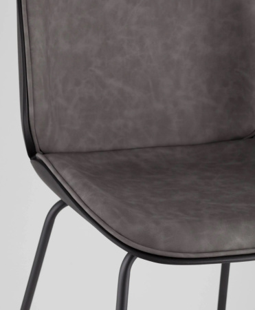 Стул барный Beetle PU со спинкой серый