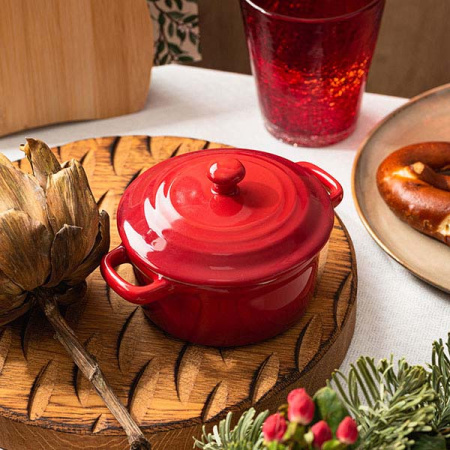 Горшок для запекания «Форно»; керамика; 200мл; D=10,H=9см; красный