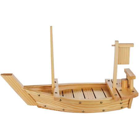 Блюдо «Корабль»; дерево; H=33.5,L=55,B=21см; бежев.,золотой