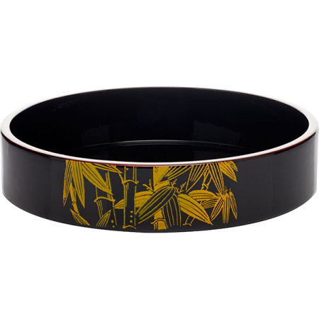 Блюдо-барабан для суши; пластик; D=21,H=5см; черный,желт.
