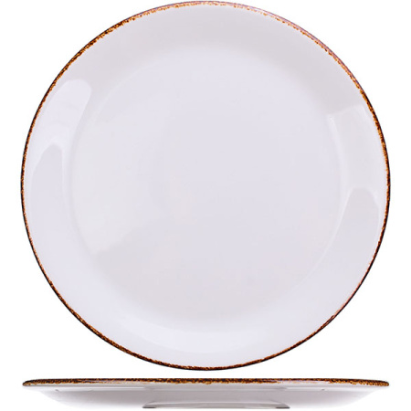 Тарелка  мелкая «Браун дэппл»; фарфор; D=25см; белый,коричнев.