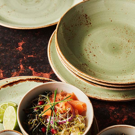 Салатник «Крафт»; фарфор; 650мл; D=20.5,H=4см; зелен.