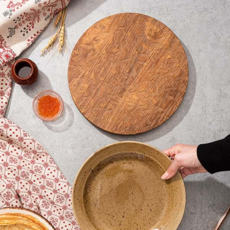 Доска для подачи круглая б/ручки светлый дуб; дуб; D=300,H=30мм