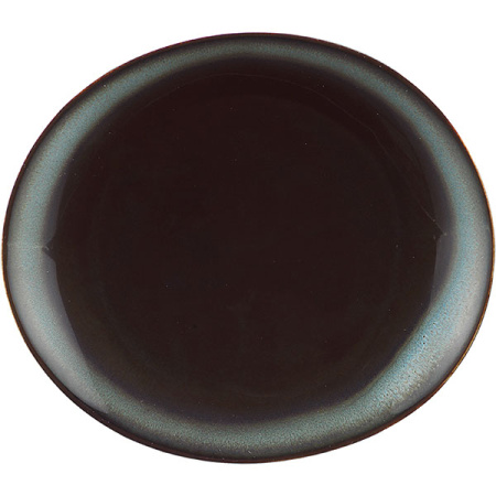 Блюдо «Тренд кортен»; фарфор; L=20см; тем.зелен.