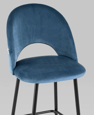 Стул барный Меган велюр пыльно-синий