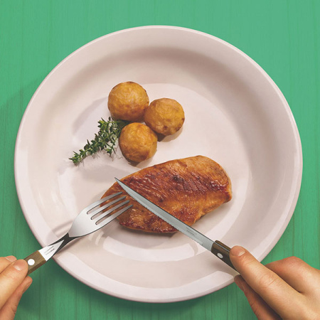 Вилка столовая с дерев.ручкой [3шт]; сталь,дерево; L=190/65,B=10мм; металлич.