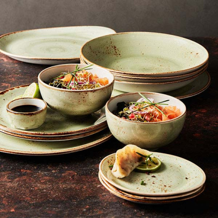 Тарелка мелкая «Крафт»; фарфор; D=25,H=2см; зелен.