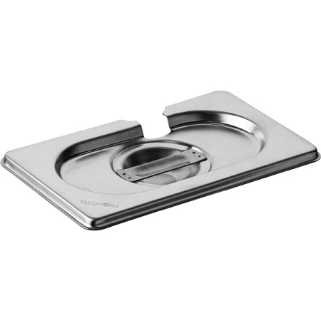 Крышка для гастр-ти (1/9) вырез для ложки; сталь нерж.; H=3,L=18,B=11см; металлич.