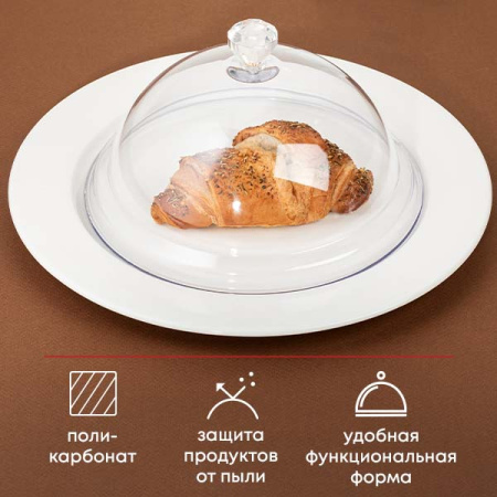 Крышка для тарелки; поликарбонат; D=20,H=11см; прозр.