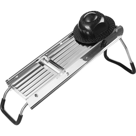 Мандолина(овощерезка)5 лезвий с держателем; сталь нерж.,полипроп.; L=40,B=14см; металлич.