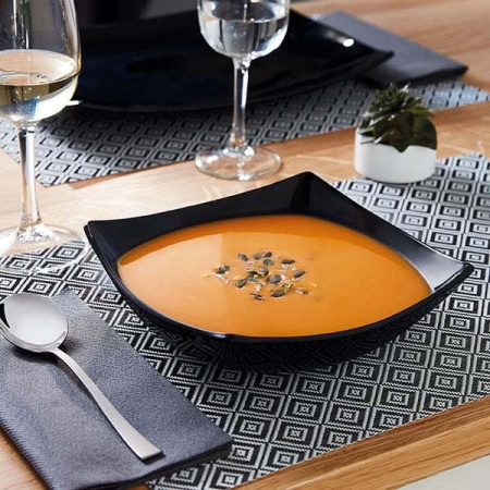 Тарелка глубокая «Квадрато»; стекло; 850мл; H=5.5,L=20,B=20см; черный