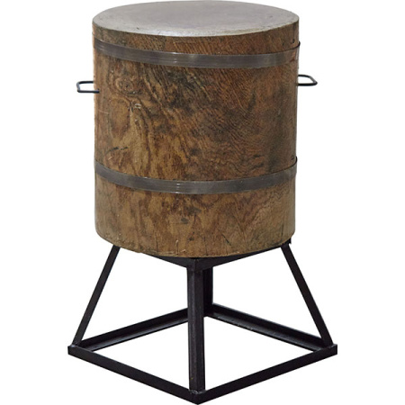 Колода раздел. +подставка H=30cм; дуб,сталь; D=45,H=50см; коричнев.,металлич.