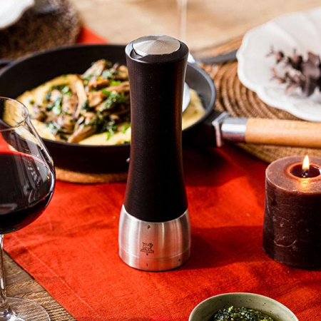 Мельница для соли мех. метал; дерево; D=6.5,H=21см; тем.дерево