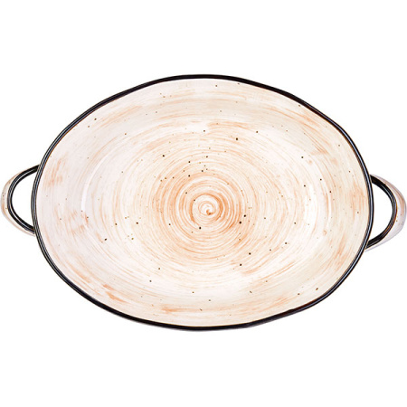 Блюдо овал.для запек.с ручк. «Пастораль»; фарфор; 1250мл; H=6,L=25/31,B=19см; оранжев.