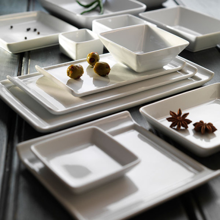 Блюдо прямоуг. «Варик»; фарфор; L=30,B=14.5см; белый