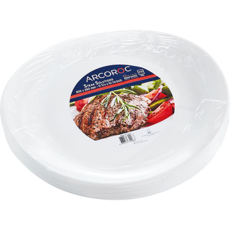 Тарелка для стейка «Бургер Солюшнс»; стекло; L=30,B=26см; белый