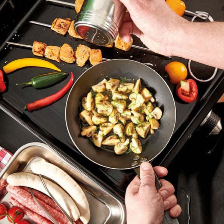 Сковорода; голуб.сталь; D=24,H=5,L=44см; серый