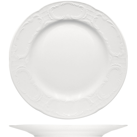 Тарелка мелкая «Моцарт» высокий край; фарфор; D=19,H=2см; белый