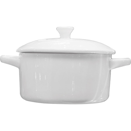 Горшок для запекания с крышкой «Кунстверк»; фарфор; 425мл; D=16.5см; белый