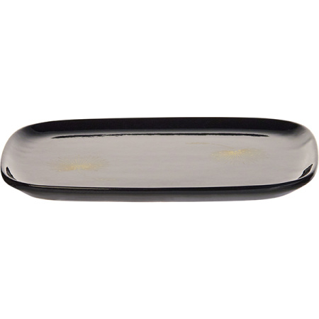 Блюдо прямоугольное для суши; пластик; H=1.2,L=16,B=11.5см; черный,золотой