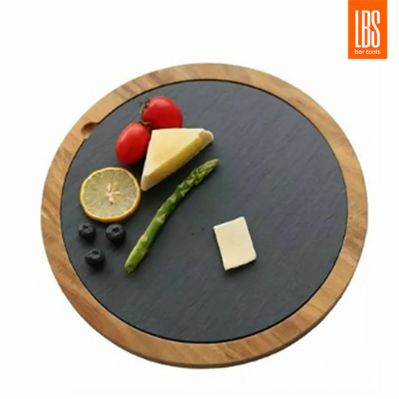 Фото Блюдо для подачи LBS 30 см сланец на дереве Блюдо для подачи LBS 30 см сланец на дереве от магазина ligabarshop.ru