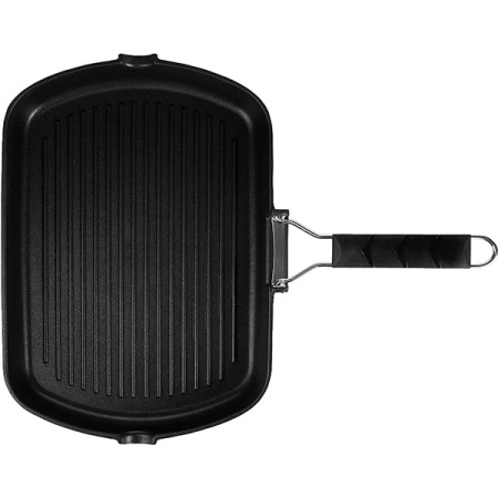 Сковорода-гриль прямоуг. «Проотель»; алюм.литой,пластик; H=4,L=34,B=24см