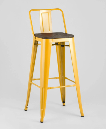 Стул барный TOLIX WOOD со спинкой желтый