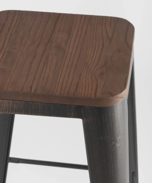Стул барный TOLIX WOOD черный патина золото