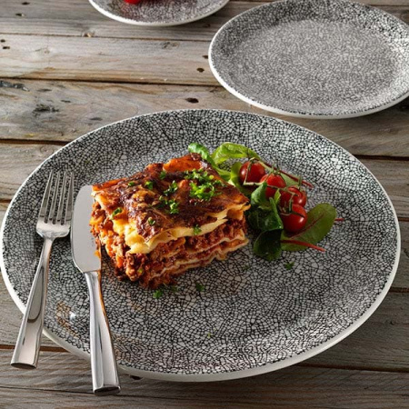 Тарелка мелкая «Инк Блэк»; фарфор; D=20см; белый,черный