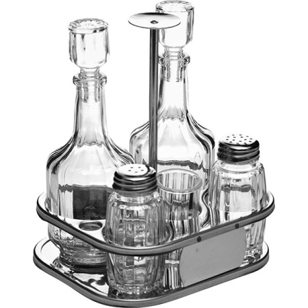 Набор для специй 5 предм. «Паола»; стекло,нерж.; H=170,L=140,B=125мм; прозр.,серебрян.