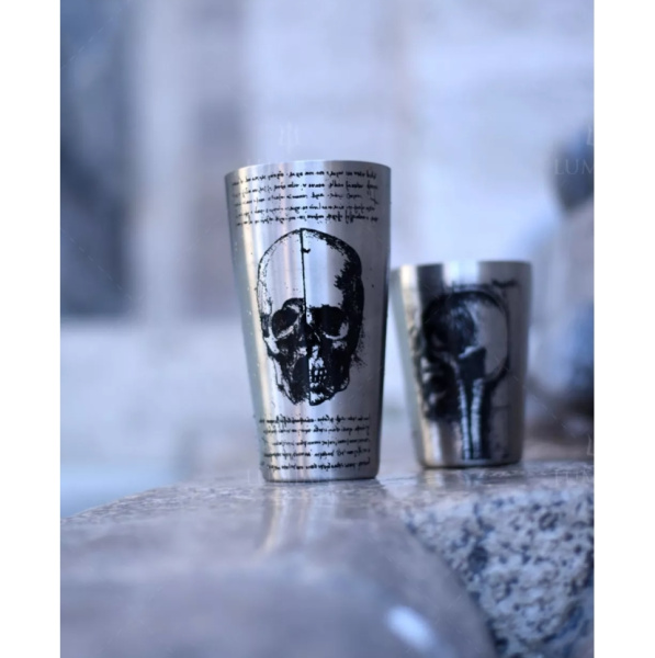 Шейкер Lumian Yokai Boston Leonardo Tin & Half Tin, 18-28 oz, серебро с гравировкой