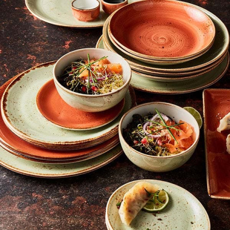 Тарелка мелкая «Крафт»; фарфор; D=25,H=2см; зелен.