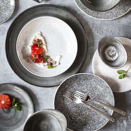 Салатник; фарфор; D=20.5см; белый,черный