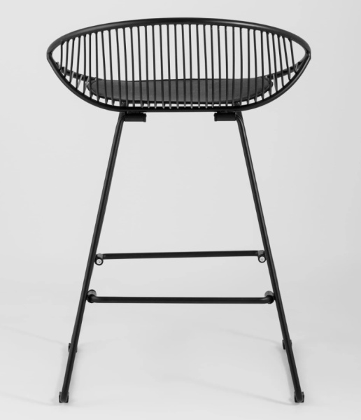 Стул полубарный UFO черный с черной подушкой