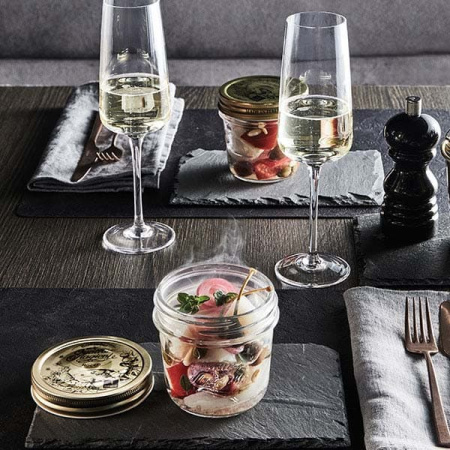 Банка с крышкой «Кватро Стаджони»; стекло; 320мл; D=8.9,H=10.8см; прозр.