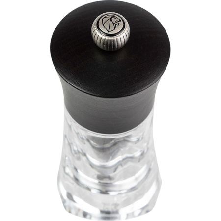 Мельница для перца метал.мех.; акрил,дерево; H=14см; прозр.,шоколад.