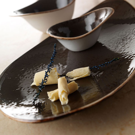 Блюдо «Крафт»; фарфор; H=3.5,L=37,B=24см; серый