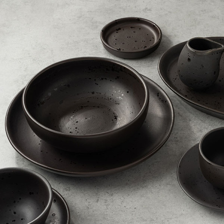 Тарелка плоская б/полей «Оникс»; керамика; D=250,H=27мм; черный